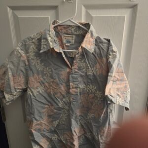 Vintage Men's Floral Shirt - Gray and Pink